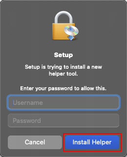 Select Install Helper (outlined in red)