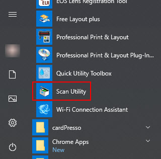 Scan Utility highlighted in red