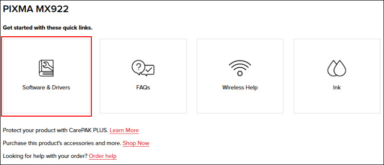 Software & Drivers outlined in red