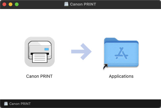 Drag the Canon PRINT icon to the Applications folder