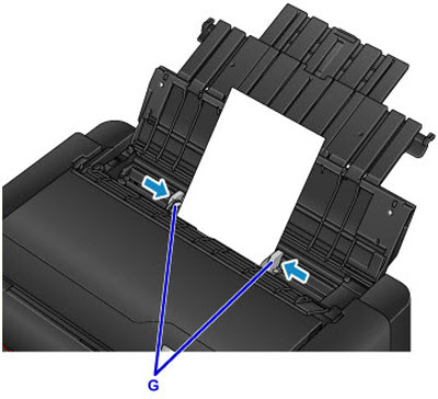 Slide the paper guides (G) to align them with both sides of the paper stack