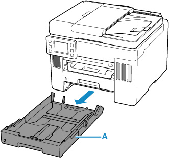 Pull out the cassette (A) from the printer