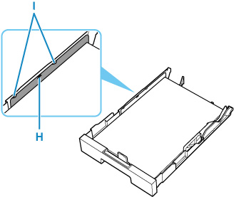 Don't load sheets of paper higher than the load limit mark (H)
