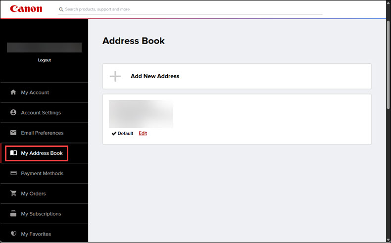 My Address Book screen