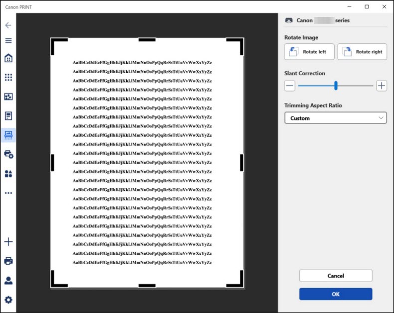 This screen allows you to rotate and crop the image