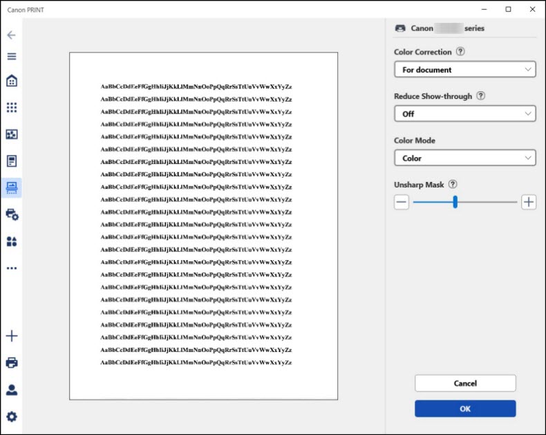 Image Correction dialog