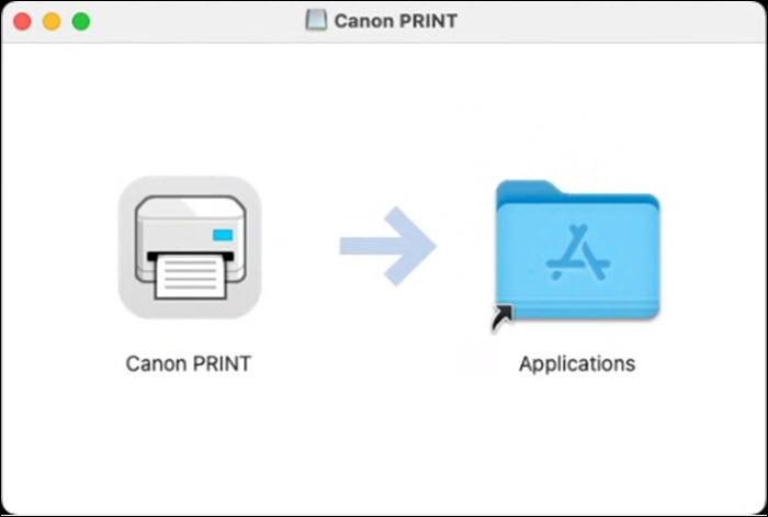 Drag Canon PRINT to the Applications folder