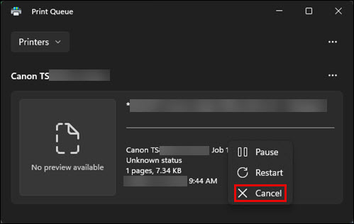 How to clear print jobs stuck in the queue on Windows