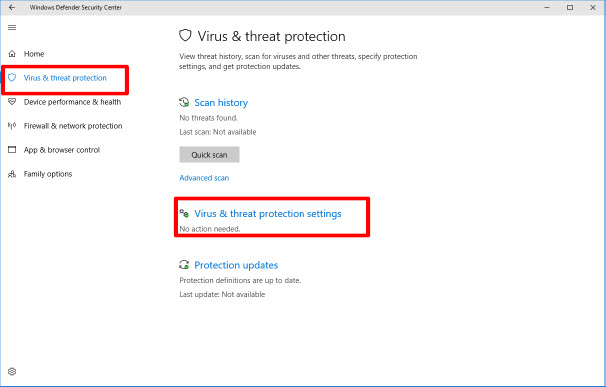 Select "Virus & threat protection"
