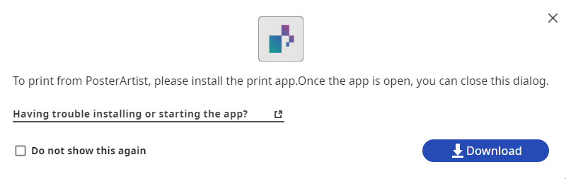 This printing app will need to be installed the first time you wish to print your poster.