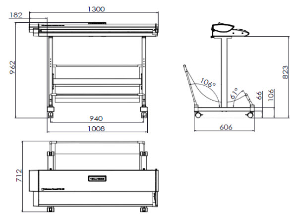 Dimensions of the Colortrac SC 42c Xpress Floor Stand