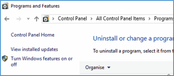 Select "Turn Windows Features on/off"