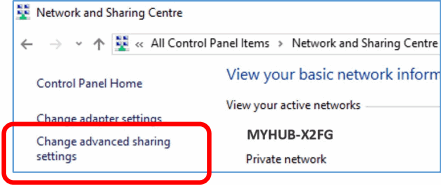 Select "Change advanced sharing settings".