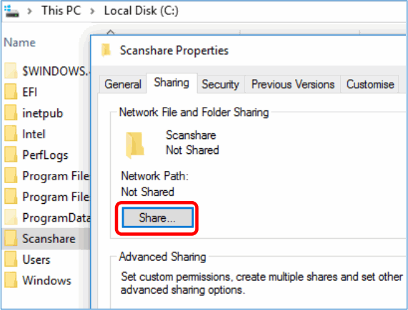Select the Sharing tab and click Share.