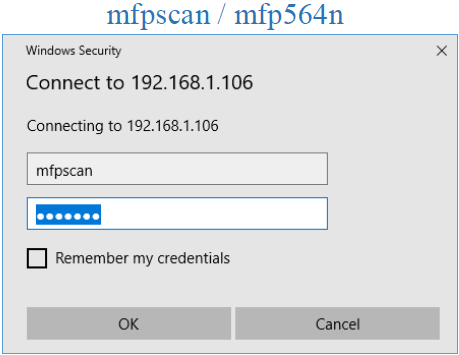 Username/password needed to access scan folders on system controller