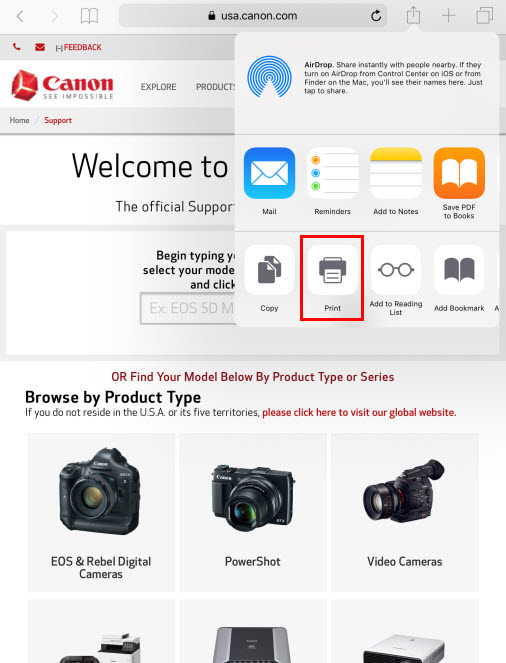 hjul drøm en kop Canon Knowledge Base - Print using AirPrint from your iOS device - iPhone  or iPad