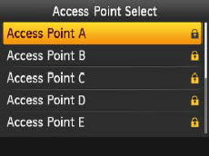 Access Point A selected from Access Point Select screen