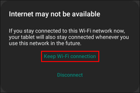 Tap Keep Wi-Fi connection (outlined in red)
