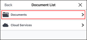 Tap Documents (outlined in red)
