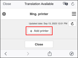 Tap Add printer (outlined in red)