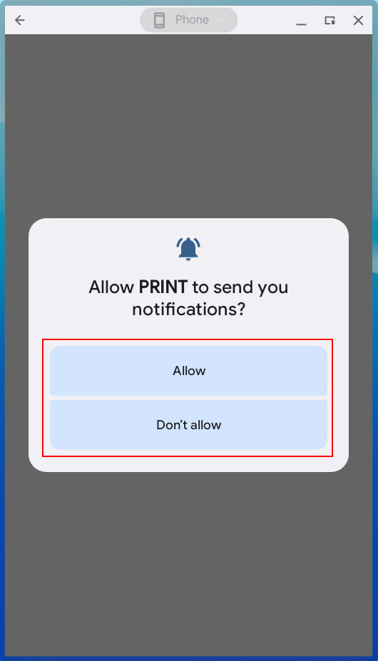 Tap or click Allow or Don't allow (outlined in red)