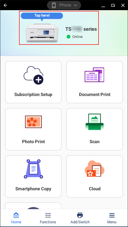 Select the printer icon (outlined in red)