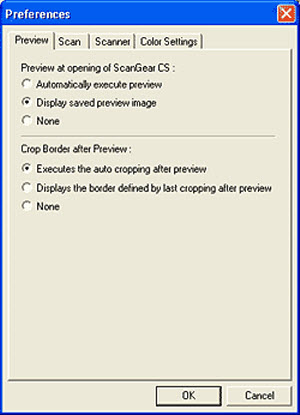 Preview tab in ScanGear Preferences window