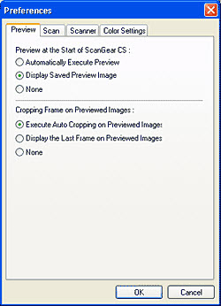 Preview tab in ScanGear Preferences window