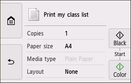 Figure: Print my class list print options