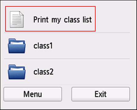 Select Print my class list (outlined in red) to print a list of all the classes you are a member of