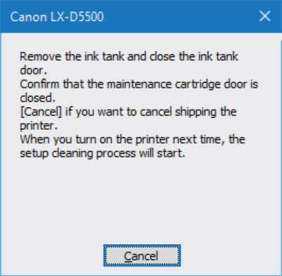 Remove the ink tanks when this message is shown