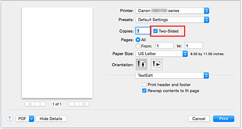 figure:Two-Sided in the Print dialog