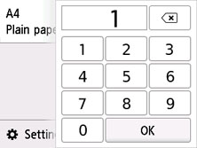 Figure: Specify the number of copies using the touch screen