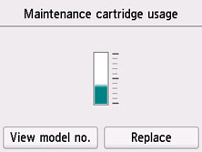 Figure: Touch screen showing usage of maintenance cartridge