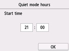 Quiet mode hours screen