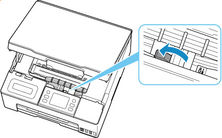 Open the scanning unit / cover and tilt the ink valve lever to the left as shown
