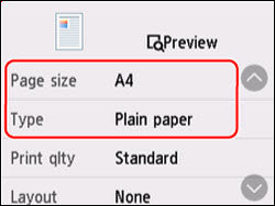 Specify the Page Size and Type (outlined in red)