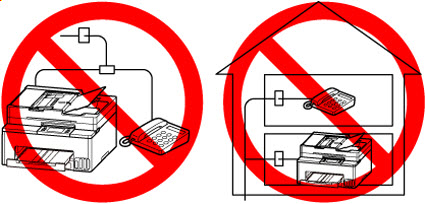 Do not connect the printer and telephones in parallel