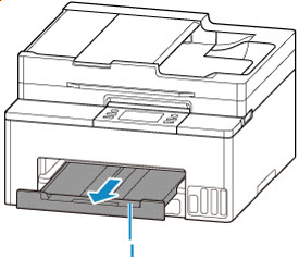 Pull out the paper output tray (I)