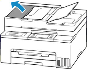 Slowly open the document feeder cover as shown