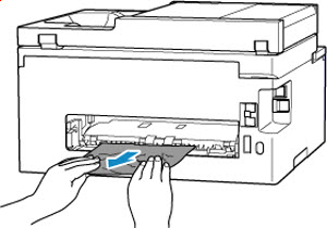 Hold jammed paper firmly with both hands and pull it out slowly