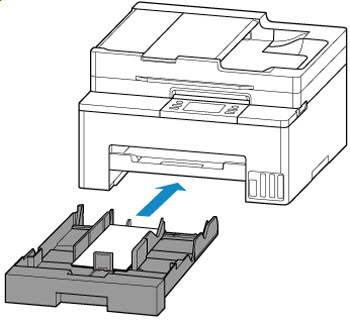 Align the paper guide of the cassette with the edge of the paper