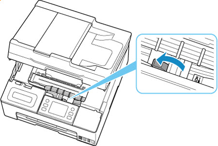 Open the scanning unit / cover and tilt the ink valve lever to the left as shown
