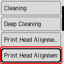 Select Print Head Alignment - Manual (outlined in red)