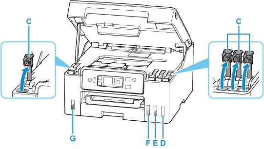 Image showing open ink tank covers