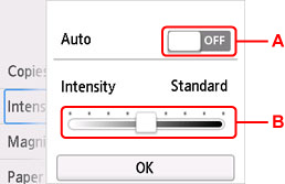 Figure: Intensity adjustment screen