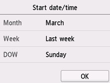 Figure: Start date/time screen