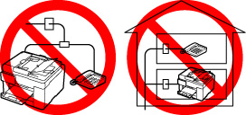 Do not connect the printer and / or telephones in parallel