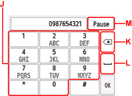 Fax/Tel number input screen