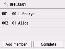 Figure: List of recipients in group dial